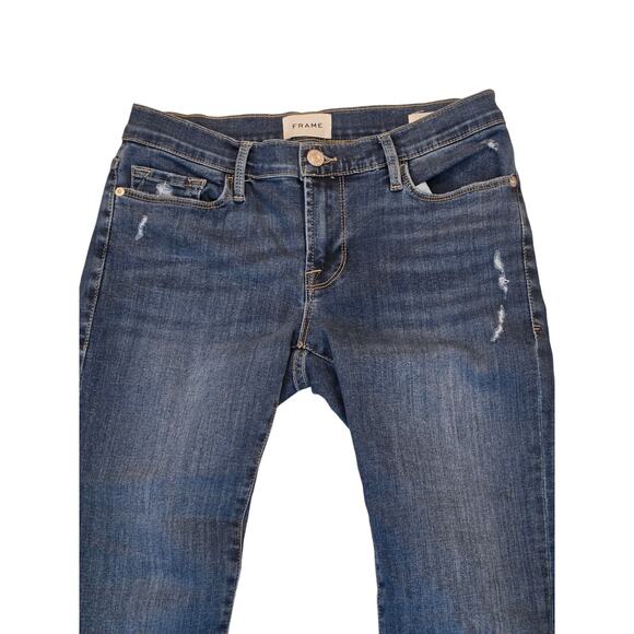 Frame Le Garcon Straight Leg Stretch Jeans, Lupine Grind, Size 26 - Picture 2 of 9